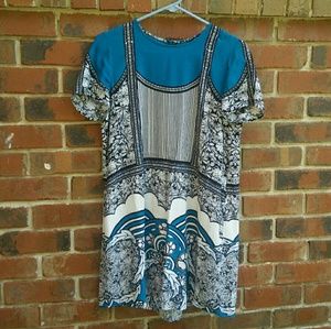 Unique 20s Art Deco Express Patterned Dress